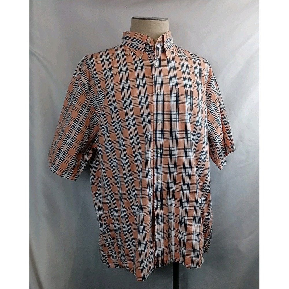 VTG Jos. A. Bank Plaid Shirt Men's Size XL Button Down Pastel Short Sleeve Shirt